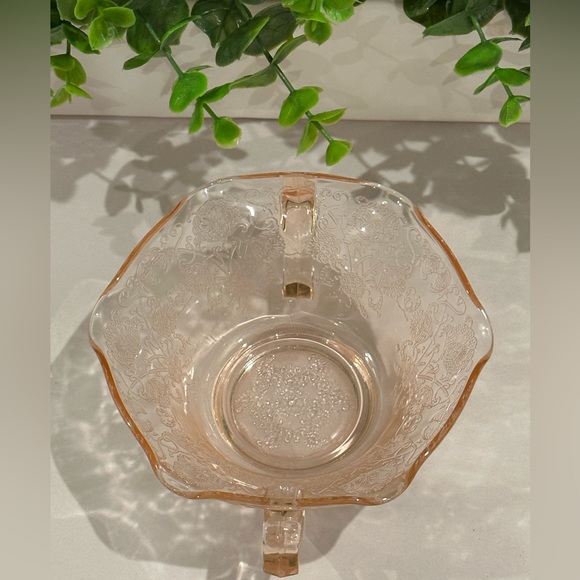 Hazel Atlas Glass FLORENTINE No.1 Poppy Pink 2-Handled Ruffled Nut Dish - Picture 9 of 16